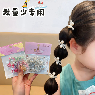 珍珠蝴蝶结发圈女童头绳头饰