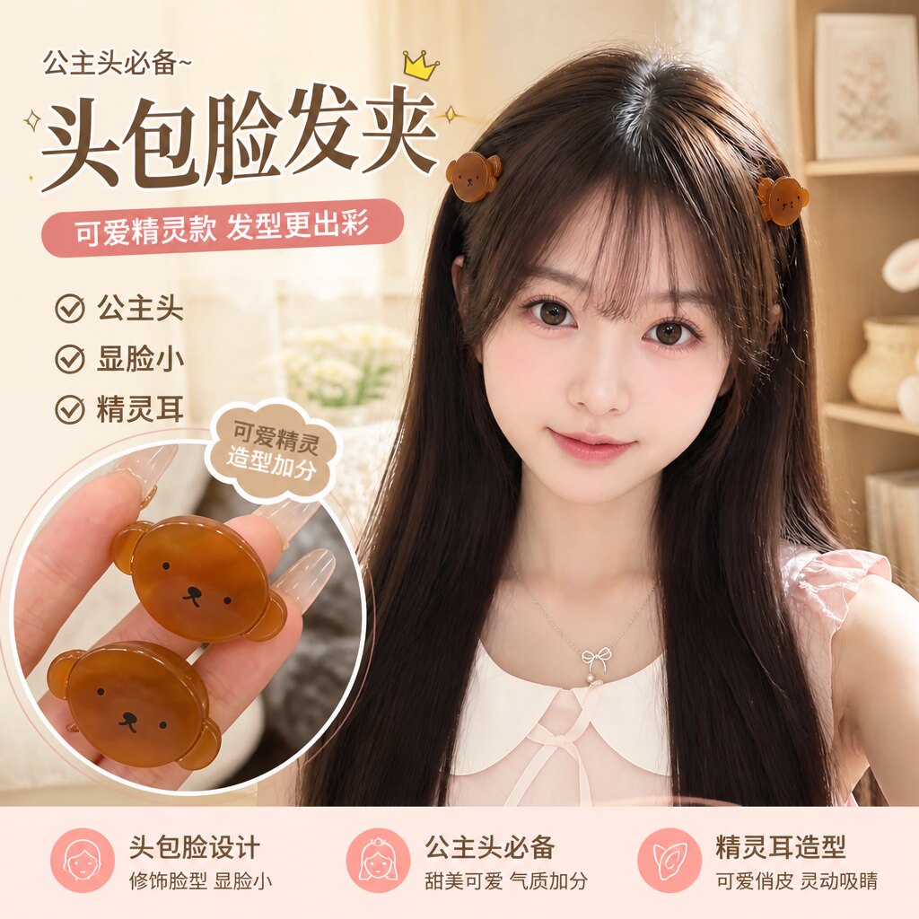 抓夹女2026年小熊发夹半扎发夹子