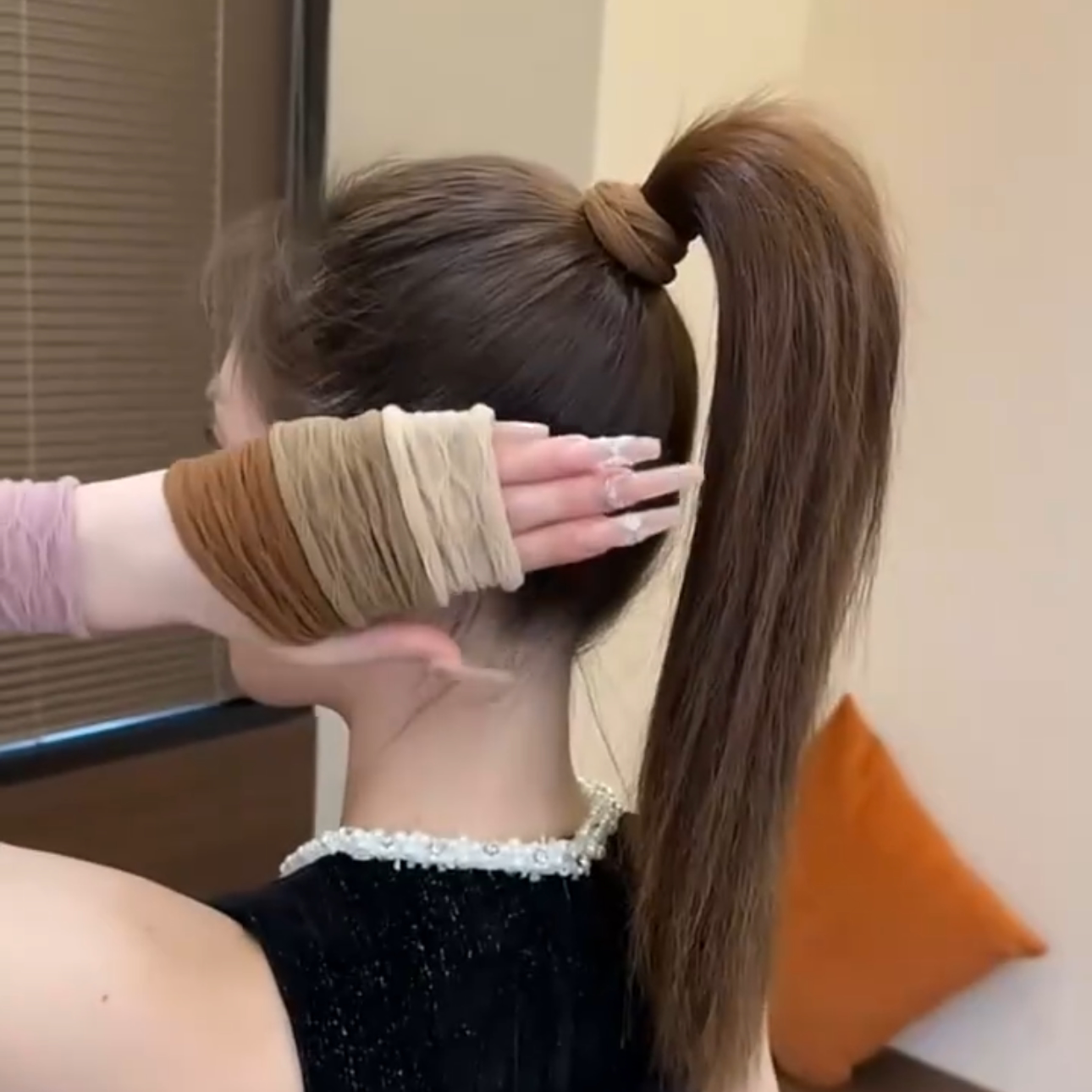 咖色高弹力超宽面膜肌头绳2025新款皮筋女扎头发圈头饰高马尾发绳