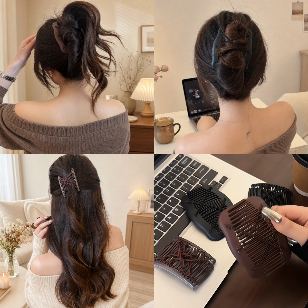 双排弹力插梳女抓夹盘发发梳