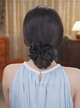 黑色蝴蝶结抓夹女夏2025新款饱满后脑勺发夹显发量少鲨鱼夹子发饰