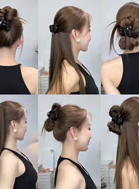 黑色异形南瓜抓夹女中号半扎发发夹后脑勺盘头发发卡鲨鱼夹子头饰