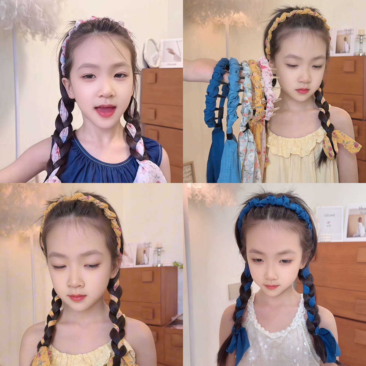 编发丝巾碎花飘带发箍发绳头箍
