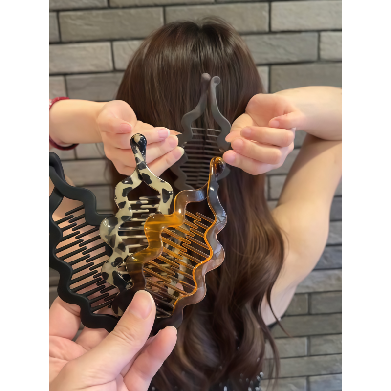 黑色豹纹发夹女青蛙扣2025新款磨砂香蕉夹扭扭夹发卡马尾夹子头饰