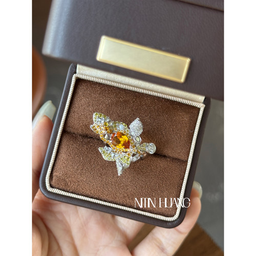 NITINHUANG培育蓝宝石花卉戒指