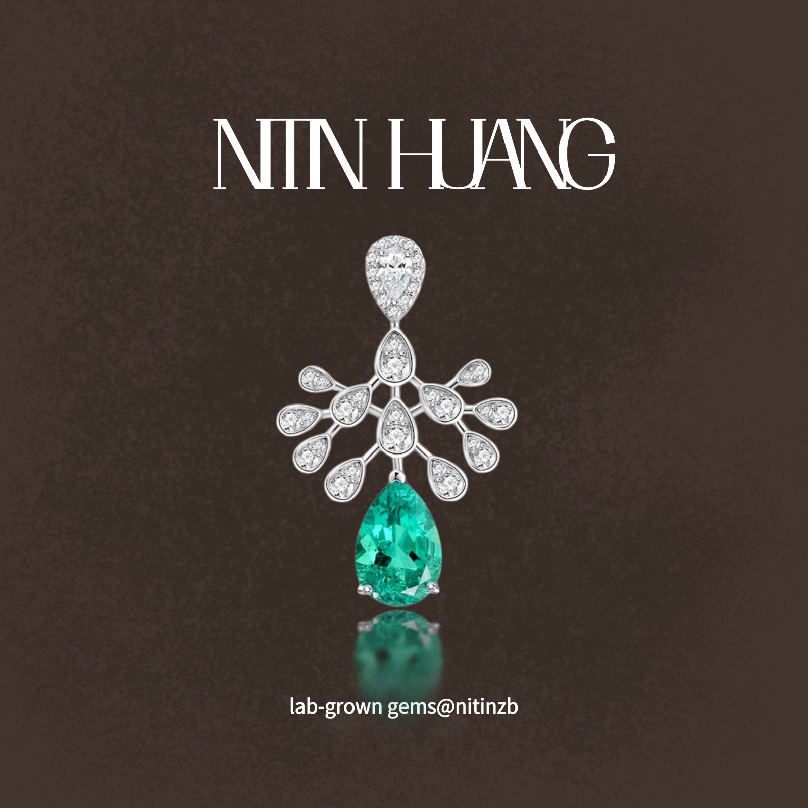 NITIN HUANG哥伦比亚培育祖母绿4克拉为爱加冕皇冠吊坠