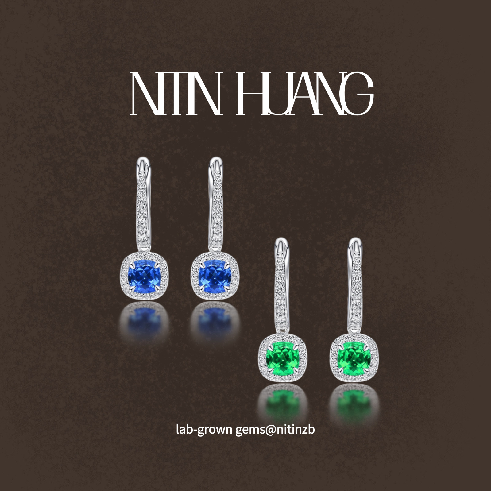 NITIN HUANG培育祖母绿肥方1克拉灵动气质耳钉S925银镀金钴尖晶,珠宝/钻石/翡翠,合成（处理）红蓝宝石耳饰,淘宝优惠券,粉丝福利购,淘宝优惠卷