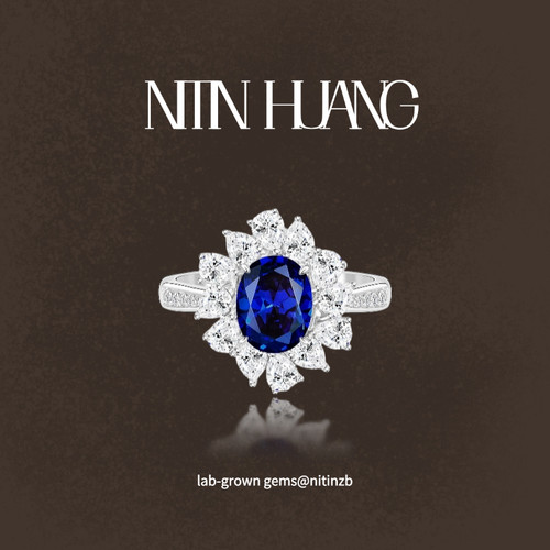 NITINHUANG蓝宝石培育2克拉戒指
