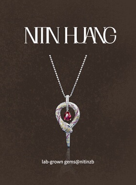NITIN HUANG培育红宝石2克拉蛇头吊坠可拆通体925纯银镀金