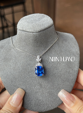 【关注立减】NITINHUANG培育蓝小妖钴尖晶7克拉单吊坠通体925纯银