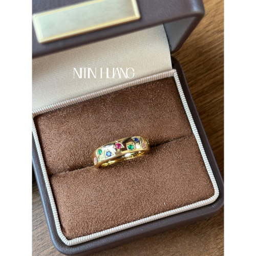 NITINHUANG彩虹培育蓝宝石戒指