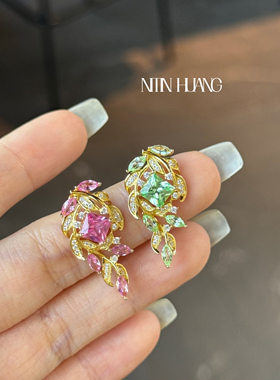 NITIN HUANG霓町培育蓝宝石柳絮绿色蓝宝石吊坠通体925纯银高级感