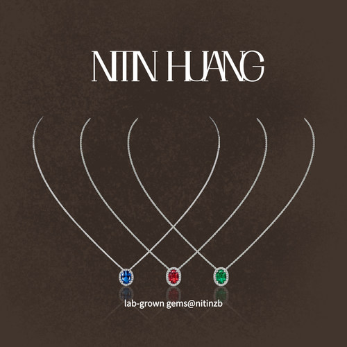 培育红宝石祖母绿纯银项链