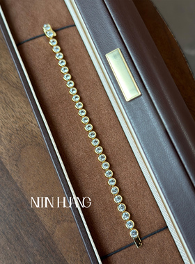 NITIN HUANG培育白色蓝宝石泡泡手链通体925纯银镀真金百搭欧美