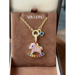 培育彩色蓝宝石套链 马上有钱 钱币打底 HUANG马年限定 NITIN