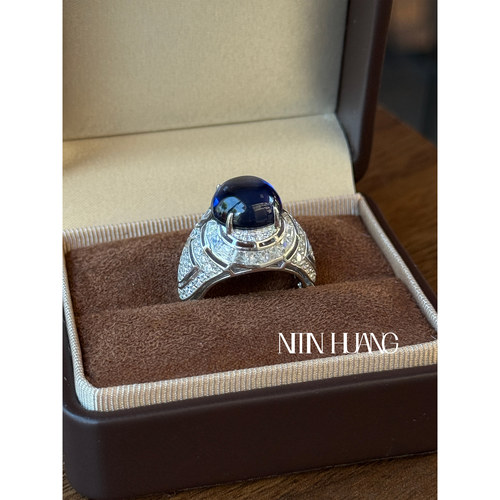 蓝宝石戒指B家同款戒指通体925银