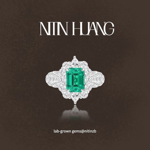 925纯银培育祖母绿木佐色戒指