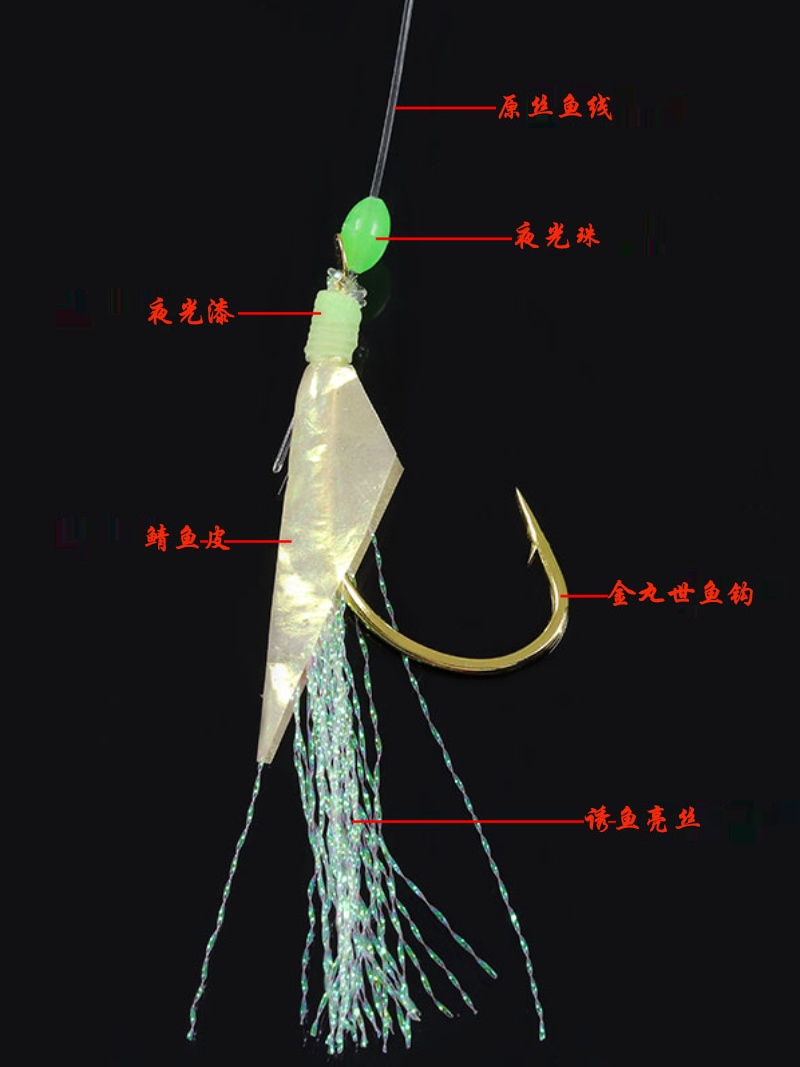 真鱼皮串钩仿生钩海钓船钓路亚鲅鱼鲈鱼翘嘴散装假饵专杀带鱼鱼钩