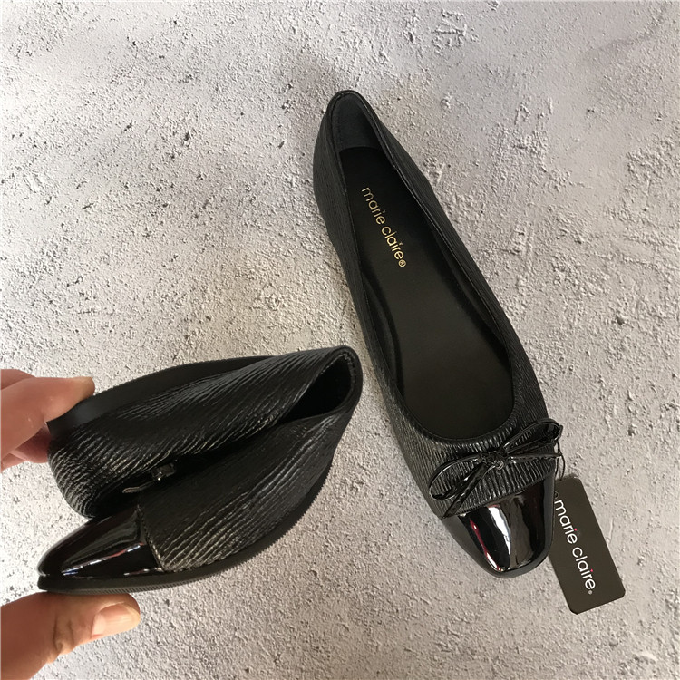 SOFT AND COMFORTABLE FOREIGN TRADE FRENCH SINGLE STRAW MAT PATTERN SHALLOW BOW SINGLE SHOES FLAT HEELED SOFT SOLED EGG ROLL SHOES BALLET