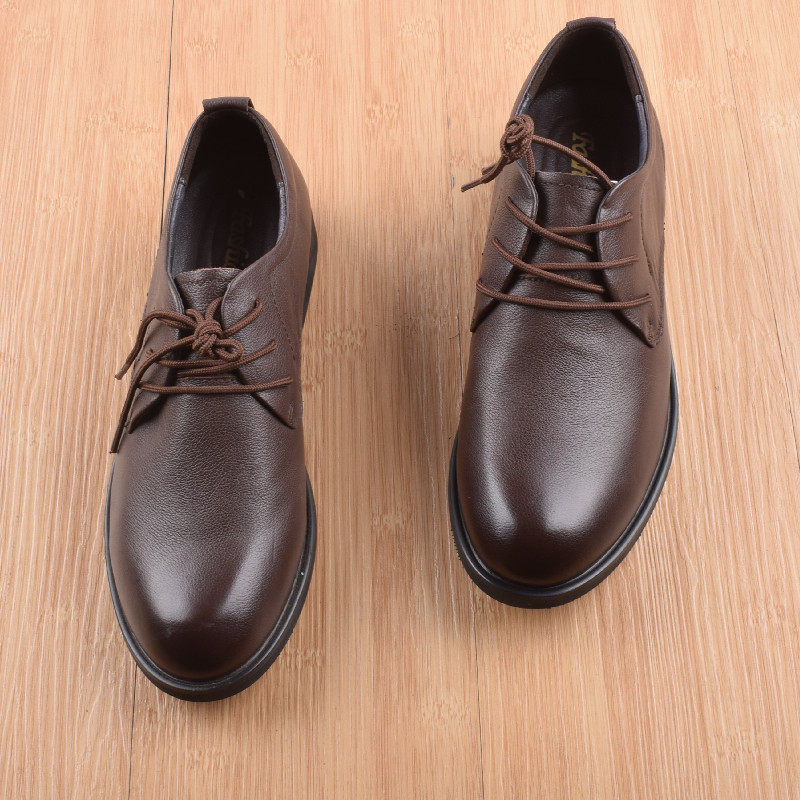 品牌尾货头层牛皮春秋商务正装工作男鞋系带小圆头休闲鞋处理