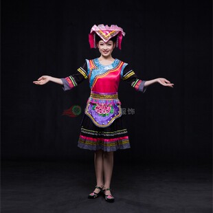 晴焱量身定制少数民族仡佬族服装民族风舞台舞蹈演出服短裙百褶裙