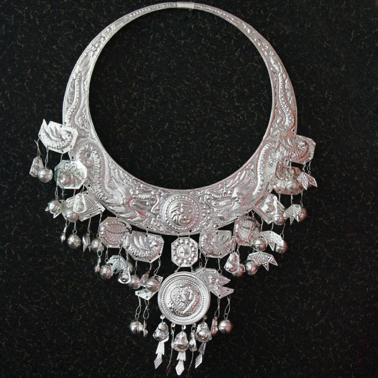 晴焱民族饰品 苗银项圈 苗族土家族配饰 民族服装配饰银饰配件