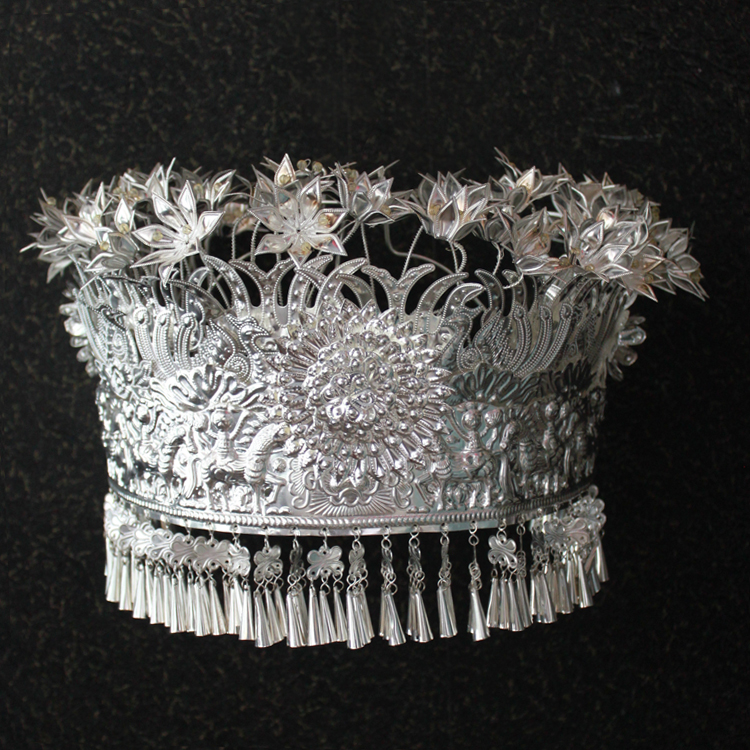 晴焱民族饰品 苗银帽子 苗族土家族帽饰 民族服装配饰银饰配件