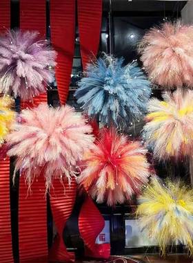 小红书爆款烟花仿真彩色芦苇花羽毛婚庆造景店铺布置装饰白日焰火