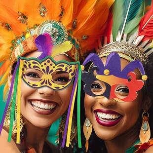 2025巴西狂欢节眼镜派对装饰用品化妆舞会装扮羽毛流苏彩条眼镜框