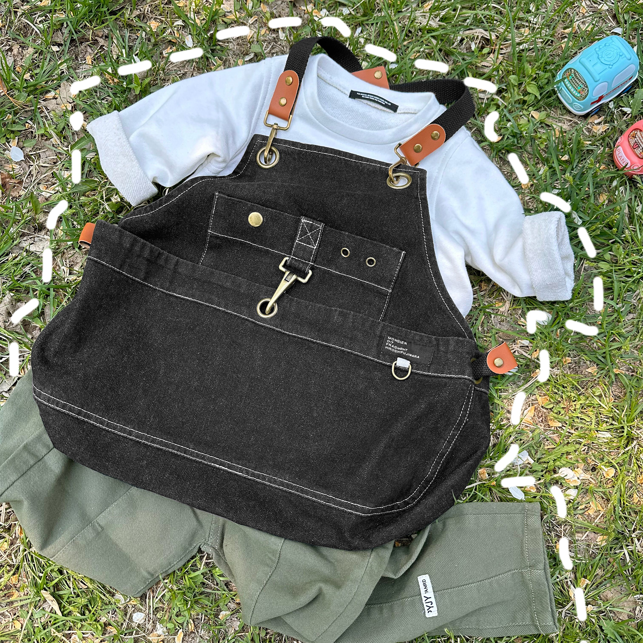 儿童牛仔围裙幼儿园班服定制logo