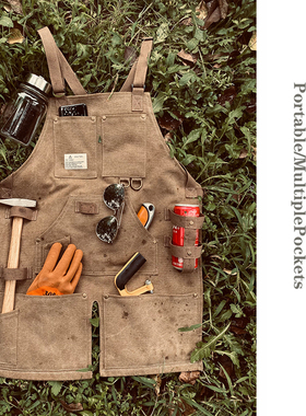 美式复古帆布时尚围裙定制logo防污耐磨罩衣园艺咖啡理发师工作服