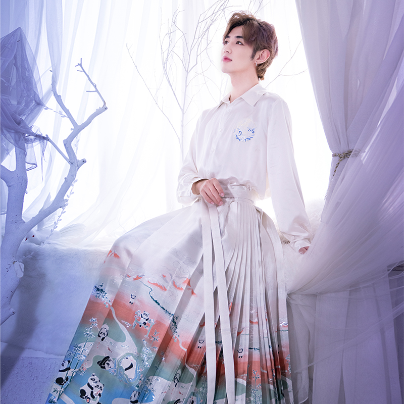 九天汉韵原创仿妆花纱熊猫马面裙