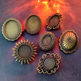 【配件扣】项链DIY青古铜波洛领带配件质感中高端镶钻厚实底托