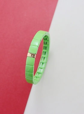 RA欧美翠绿色小方块搪瓷手镯ins
