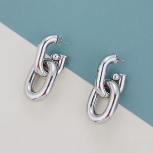 欧美时尚BR铜镀金粗犷链条时尚朋克机车风金银色女士耳环耳钉