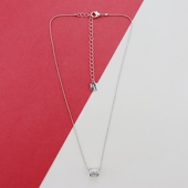 PL欧美银色宝石吊坠项链时尚 百搭个性 锁骨链转运珠轻奢气质