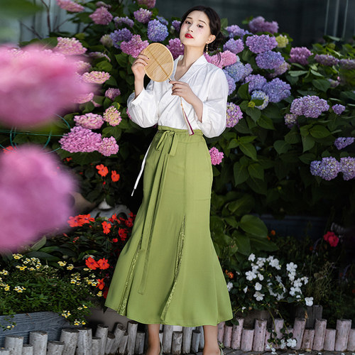 绿色高腰半身裙女2024夏新鱼尾裙