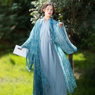 158元 女直领对襟碎花开衫 区 衫 外套复古两件套秋季 汉服大袖