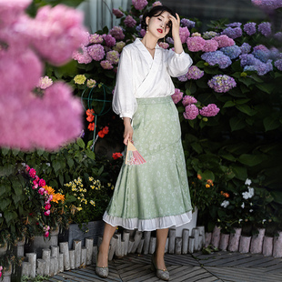 2025新款 森系醋酸半身裙女春夏季 区 气质开叉长裙碎花裙 99元