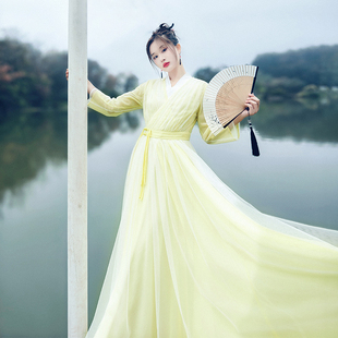 交领大摆连衣裙女秋季 复古中式 收腰网纱仙气长裙 芳菲腊梅 特惠