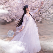 棉麻记刺绣襦裙2025夏新款 199专区 网纱长裙拼接连衣裙女