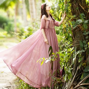 蕾丝拼接连衣裙女新款 雪纺大摆长裙仙女裙 半袖 春装 158元 区