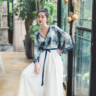 印花复古开衫 2025夏款 文艺短款 衬衫 区 连袖 宽松国风上衣女 99元