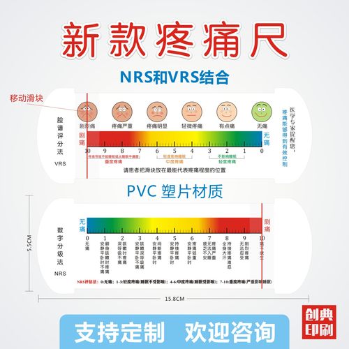 疼痛脸谱评分尺现货新款医用口袋尺VRS NRS评估表渴感尺恶心强度
