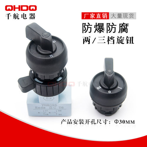 BA8095自锁型防爆防腐转换开关 二档三档防爆旋钮控制按钮 开孔30