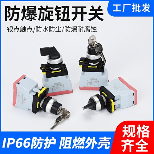 22mm开孔防爆旋钮转换开关钥匙