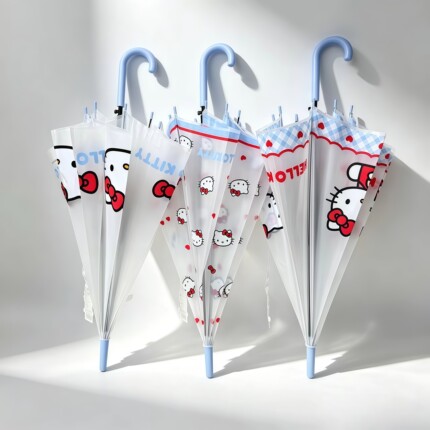 三丽鸥正版成人HelloKitty凯蒂猫透明儿童雨伞学生上学专用少女心