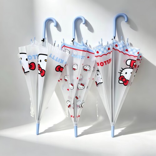 三丽鸥正版成人HelloKitty凯蒂猫透明儿童雨伞学生上学专用少女心