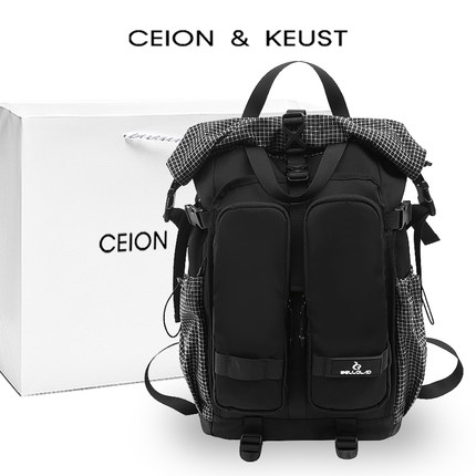 CEION & KEUST 休闲双肩包男旅行运动户外登山大容量背包学生书包