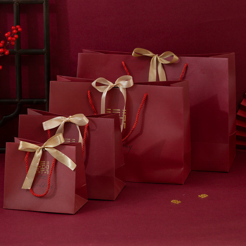 厂家直销创意大红喜袋礼品袋纸袋购物袋服装袋包装纸袋手提纸袋子